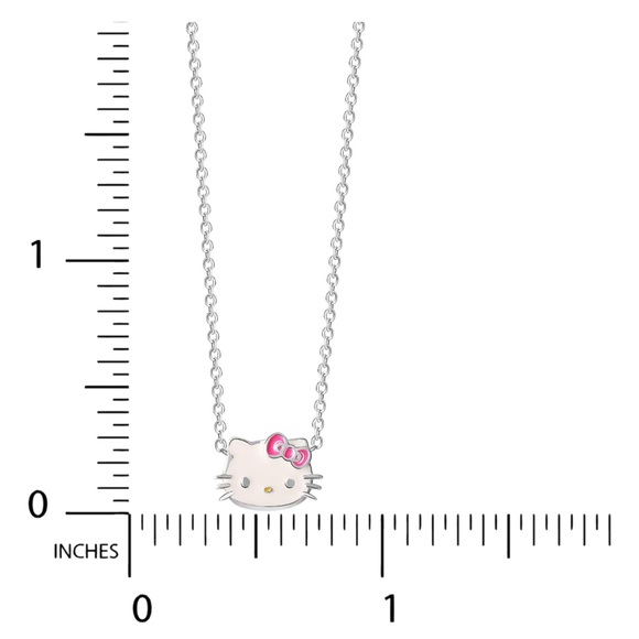 Sanrio Hello Kitty Necklace Brass Silver Plated Enamel Hello Kitty Pendant - Picture 5 of 9